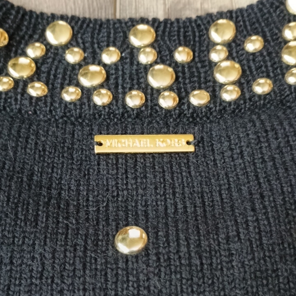 Studded Black and Gold Women's Sweater - Picture 7 of 7
